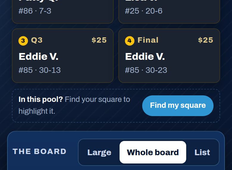 The Find my square button above the board